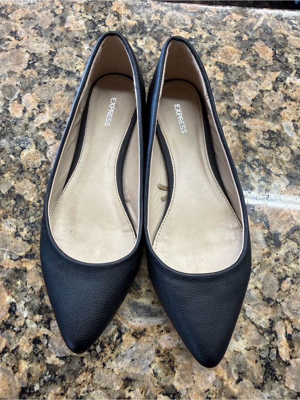 Express Black Pointed Toe Ballet Flats Size 6